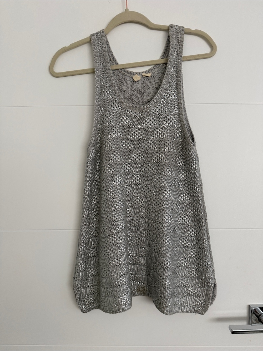 Moth Silver Openwork Crochet Tank Top